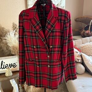 Cato Red and Black Checkered Blazer